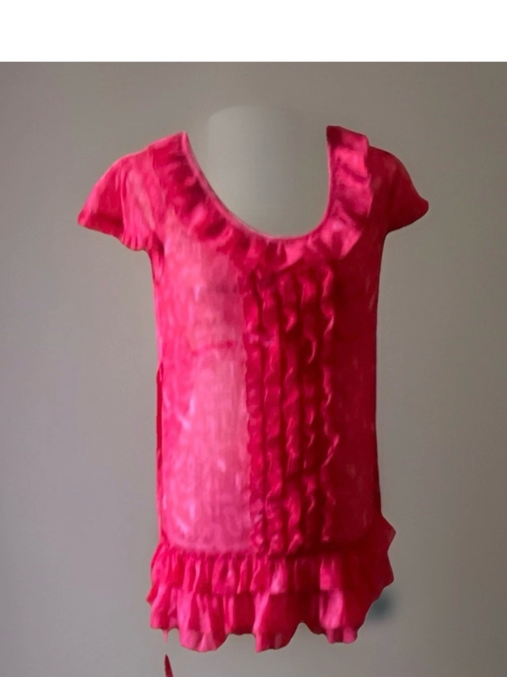 Only Hot Pink Ruffle Short Sleeve Tunic